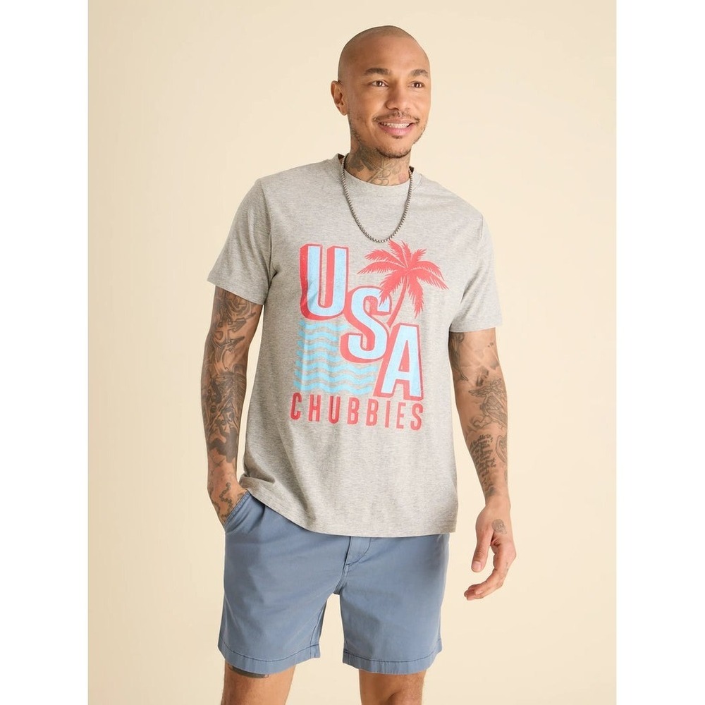 NWT Chubbies The Chub Spangled Banner T-Shirt Mens Med Gray Short Sleeve Graphic